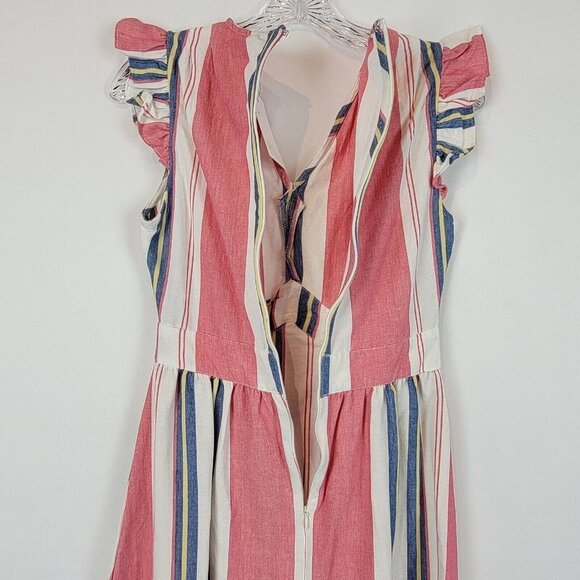 ASOS DESIGN Maternity Maxi Dress Womens Size 2 Tie Front Linen Stripe Cotton - Picture 10 of 15